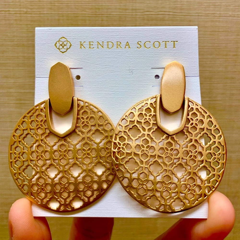 NWOT Kendra Scott Didi 14K Rose Gold Plated Brass Filigree Disc Earrings 🤩